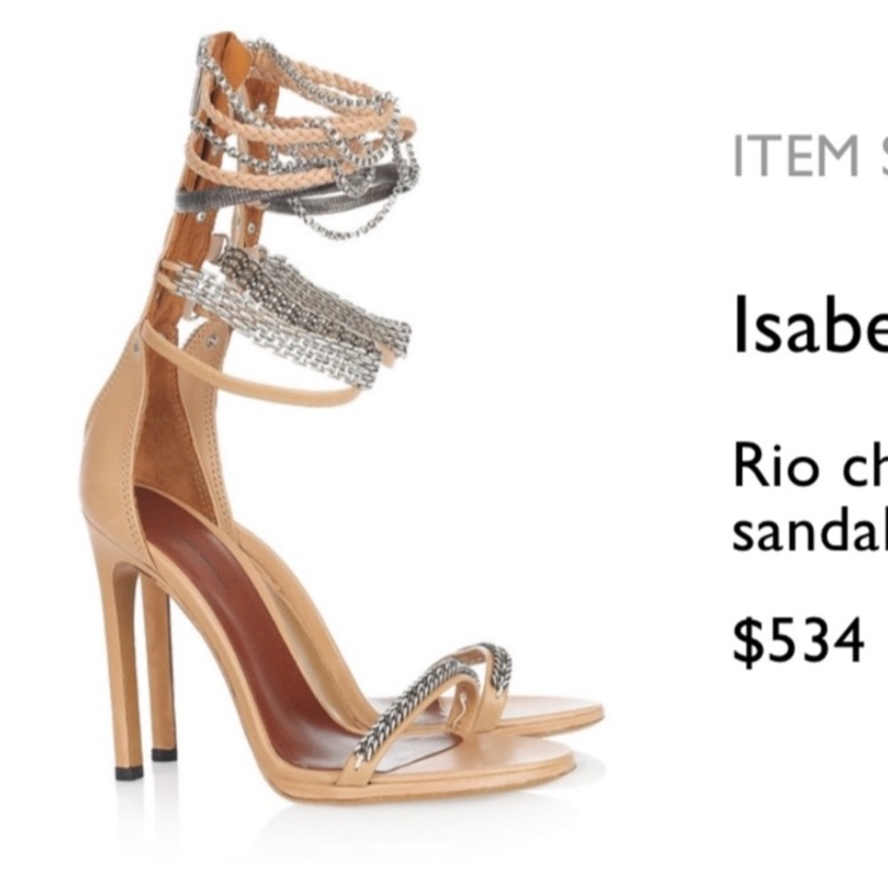 Isabel Marant | Nude Leather Rio Chain Detail Anjle Strap Sandals